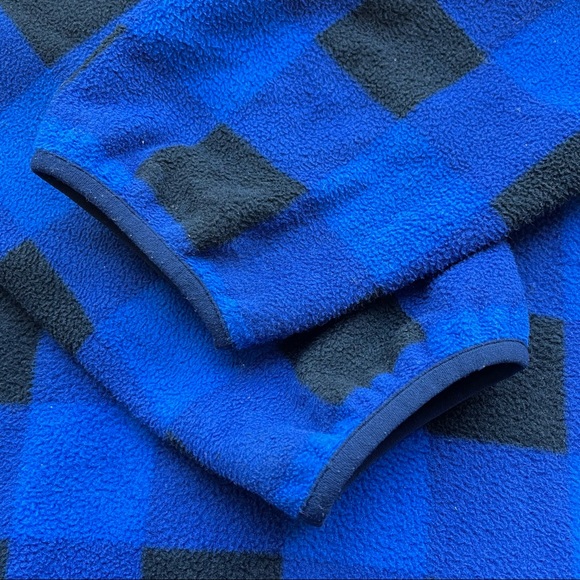 Patagonia Fleece Synchilla Snap-T Pullover Jacket Blue Plaid Checkered XL - Picture 7 of 9